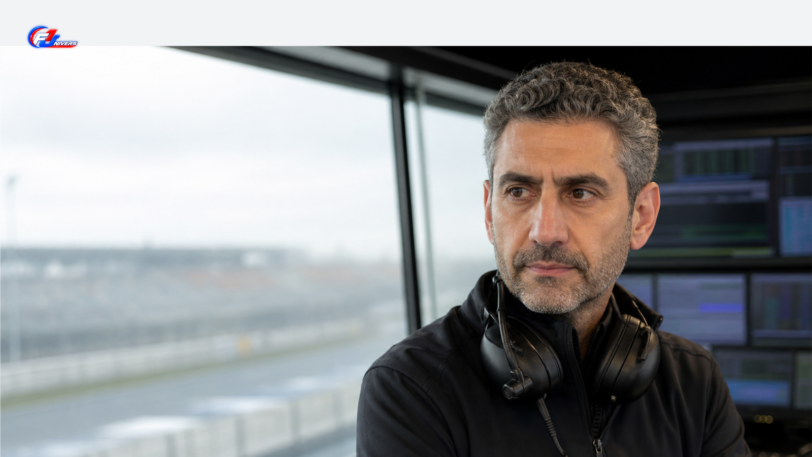 Portrait d’Andrea Stella dans une salle d’opérations de course fictive inspirée de Zandvoort