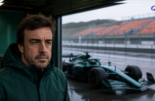 Aston Martin à Zandvoort : portrait de Fernando Alonso dans un garage fictif après le Grand Prix des Pays-Bas