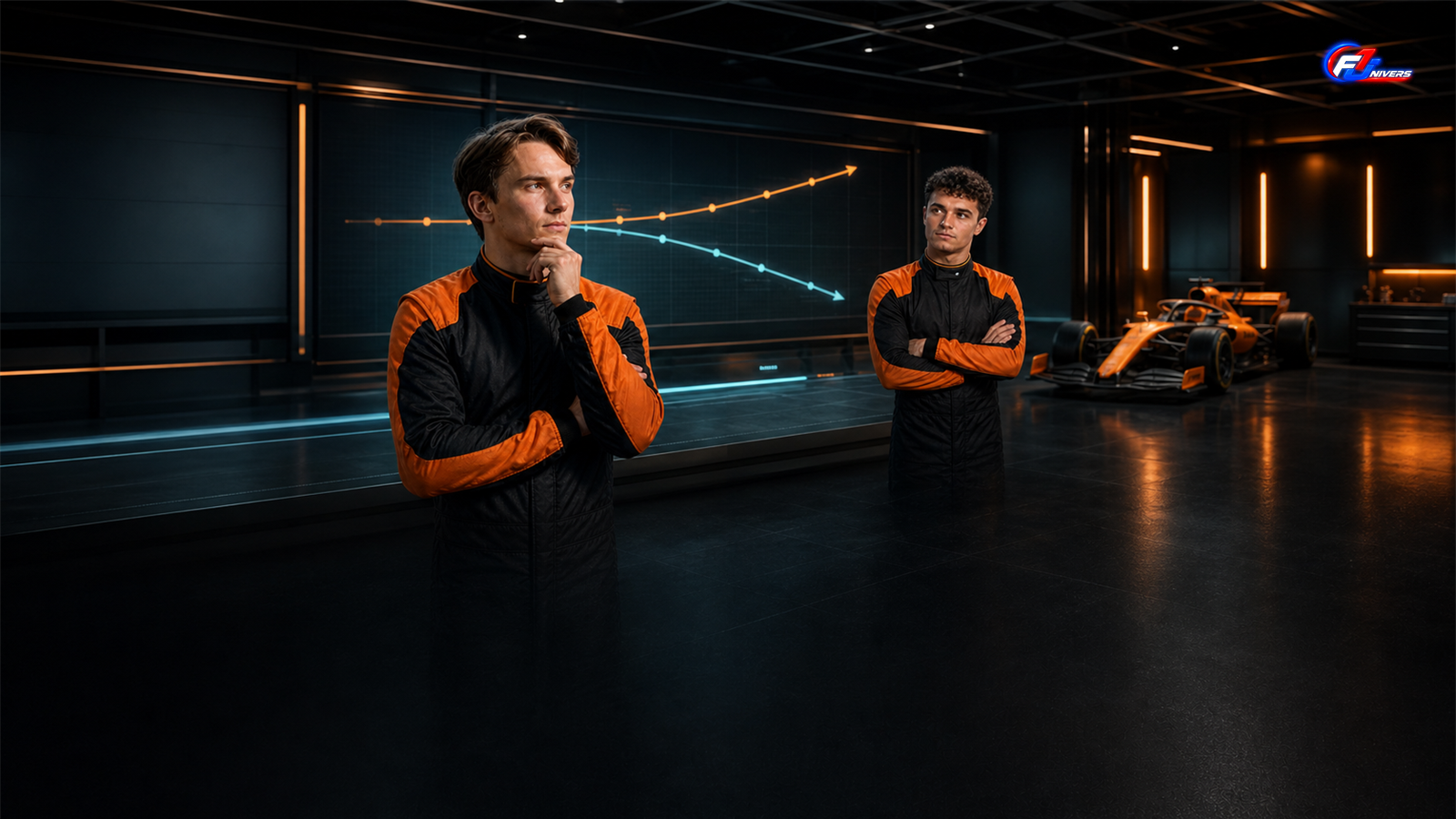 Oscar Piastri et Lando Norris illustrent l’avenir d’Oscar Piastri chez McLaren — visuel éditorial généré par IA