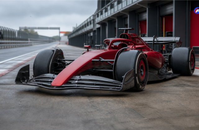 Évolutions Ferrari SF-26 : monoplace rouge dans la voie des stands de Zandvoort, visuel éditorial généré par IA
