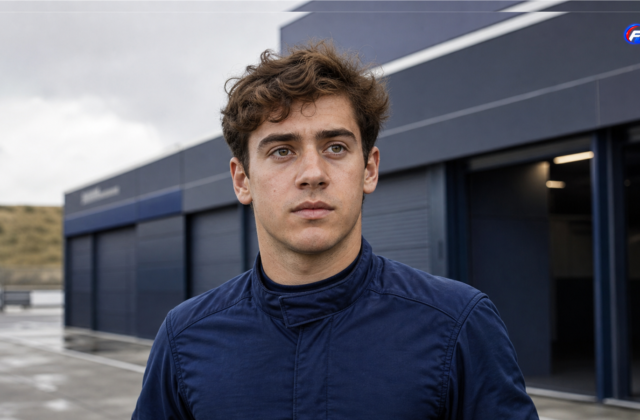Sponsor de Colapinto : portrait de Franco Colapinto dans le paddock de Zandvoort, visuel éditorial généré par IA