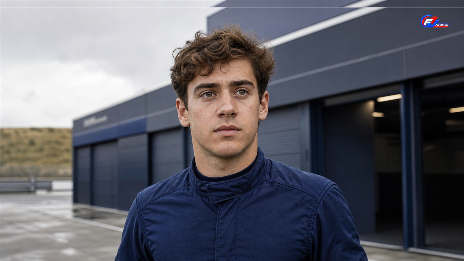Sponsor de Colapinto : portrait de Franco Colapinto dans le paddock de Zandvoort, visuel éditorial généré par IA