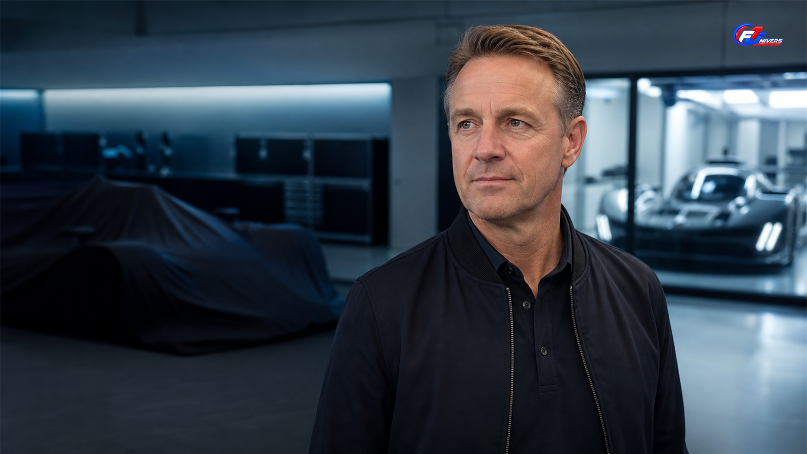Frank van Meel dans un atelier fictif illustrant le retour de BMW en F1 — visuel éditorial généré par IA pour F1 Univers.