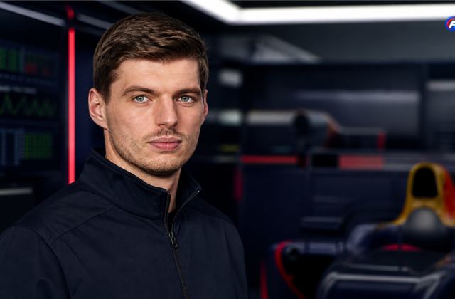 Visuel éditorial généré par IA montrant Max Verstappen dans un garage de Formule 1 évoquant sa prolongation chez Red Bull jusqu’en 2030