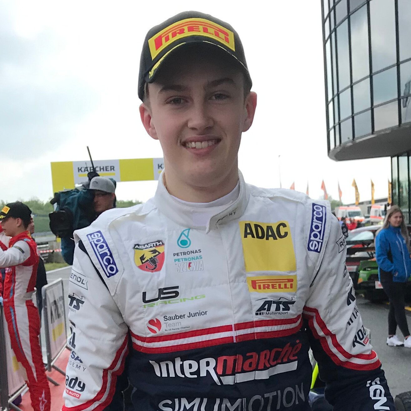 Portrait de Théo Pourchaire après une course d’ADAC Formule 4 à Oschersleben en 2019