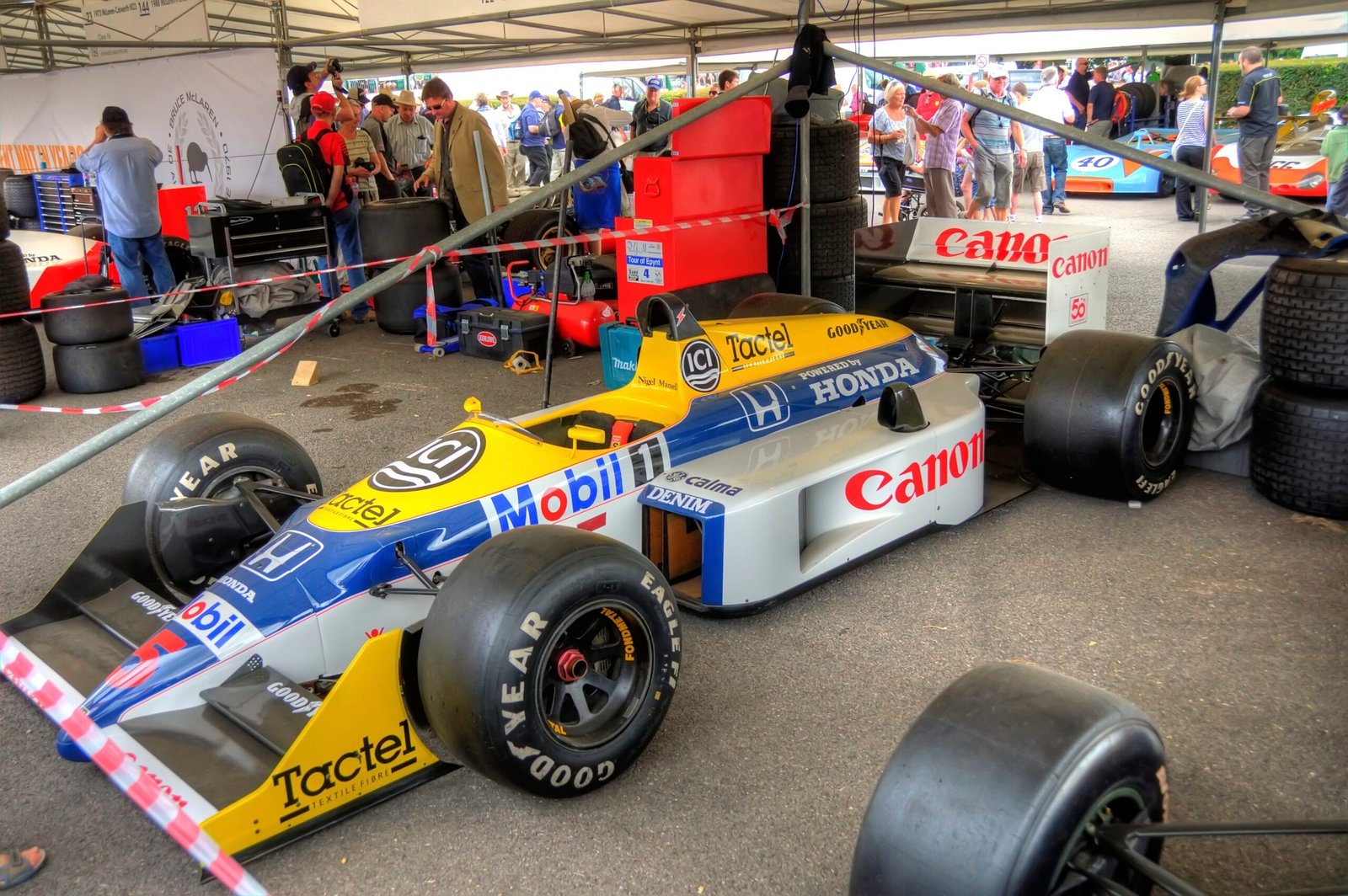 Williams Honda FW11B ex-Nigel Mansell photographiée lors d’une exposition historique