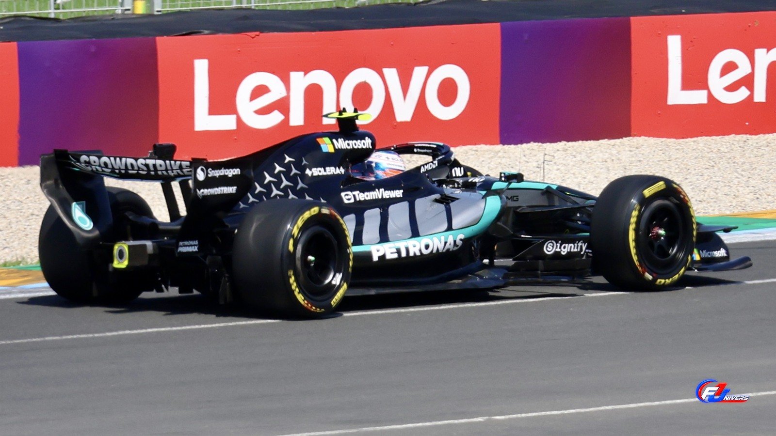 Antonelli à Bakou : Andrea Kimi Antonelli pilote la Mercedes W17 au Grand Prix d Australie 2026.