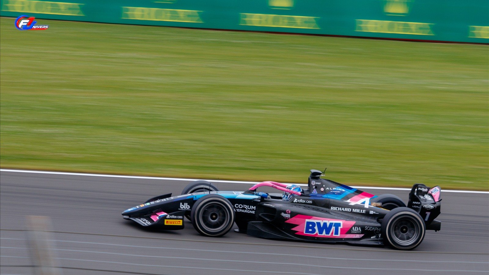 Monoplace de Victor Martins en Formule 2 à Silverstone en 2024, photographie de contexte