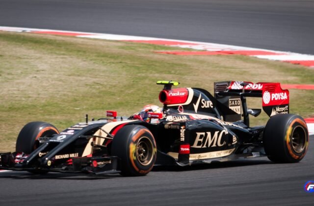 Gérard Lopez et Lotus : Lotus E22 de Pastor Maldonado au Grand Prix de Grande-Bretagne 2014.