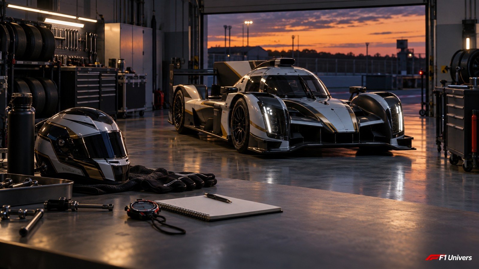 Lando Norris 24 Heures du Mans 2027 : visuel éditorial généré par IA d un prototype fictif en préparation.