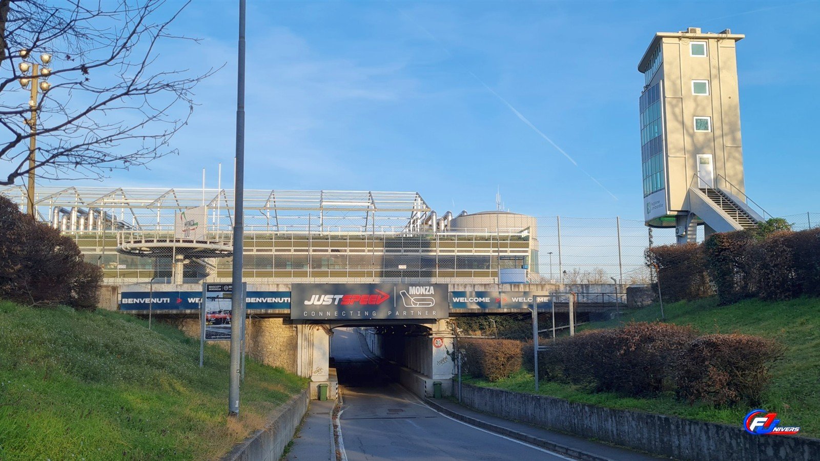 Entrée de l’Autodromo Nazionale Monza, photographie réelle prise en 2023