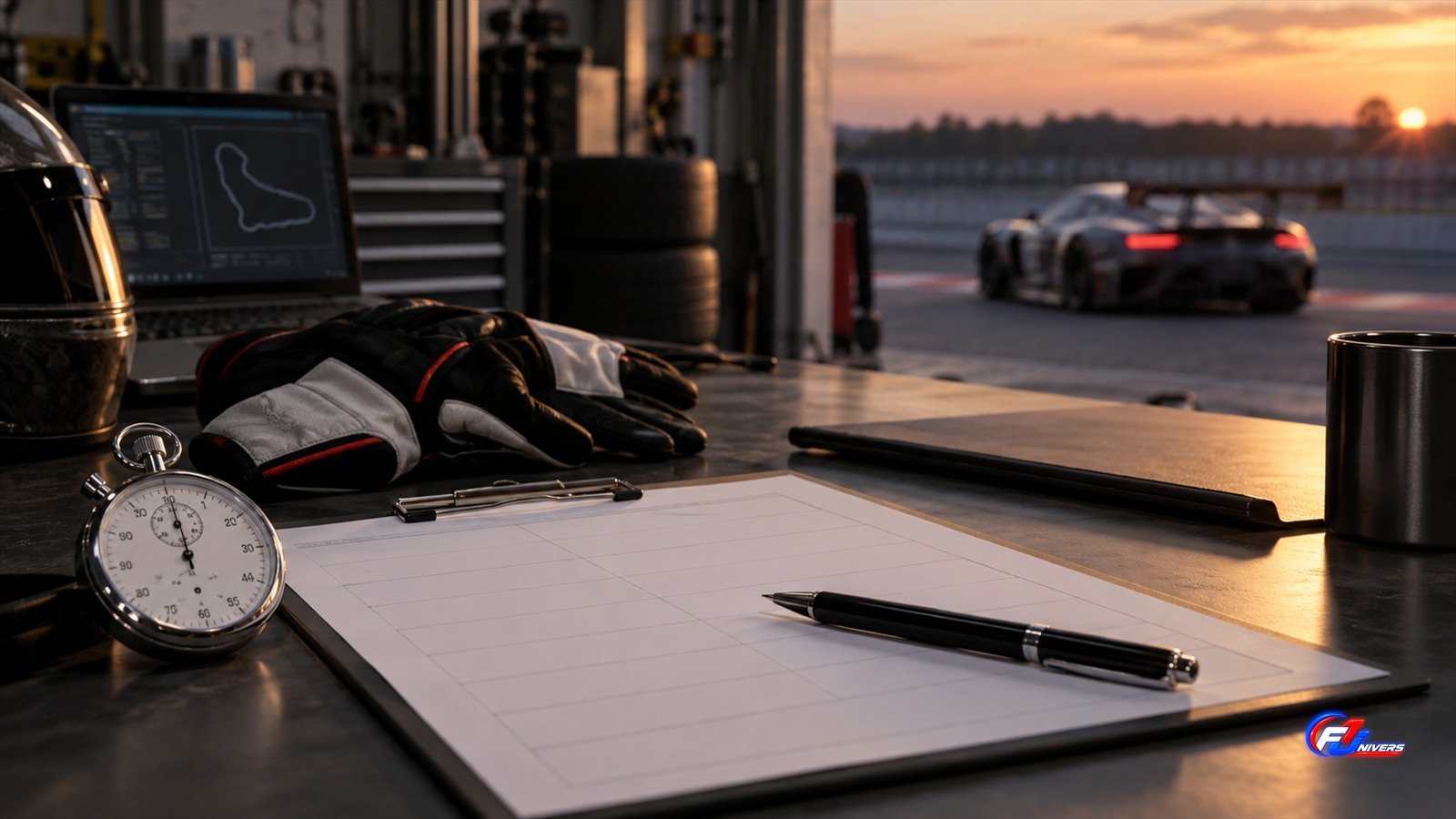 Verstappen écarte Le Mans en 2027 : visuel éditorial IA d une préparation fictive de course d endurance.