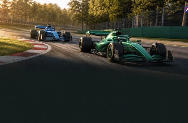 Deux monoplaces fictives bleue et verte illustrent un changement de hiérarchie en Formule 1